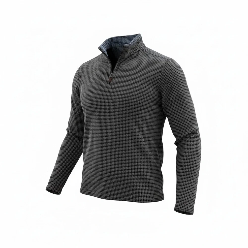 Johnston and Murphy Men’s 1/4 zip waffle knit gray Checked sweater size XL